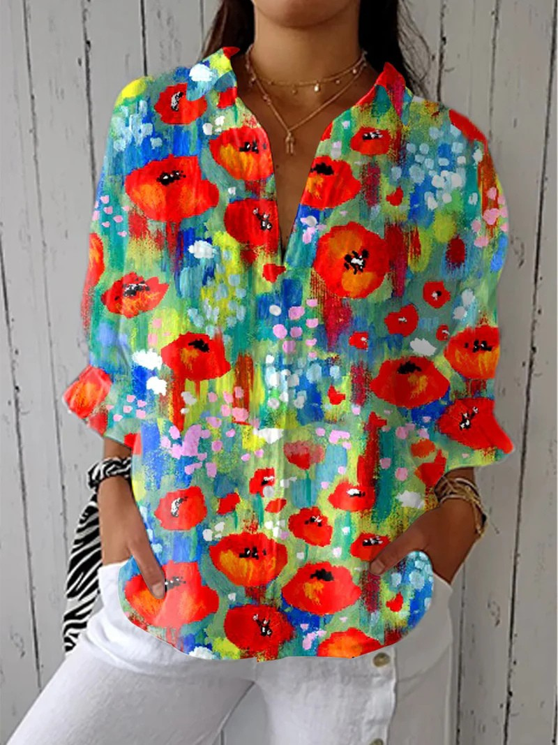 Blouse Rose avec Fleurs Élégantes