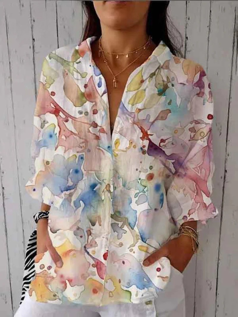 Blouse Rose avec Fleurs Élégantes