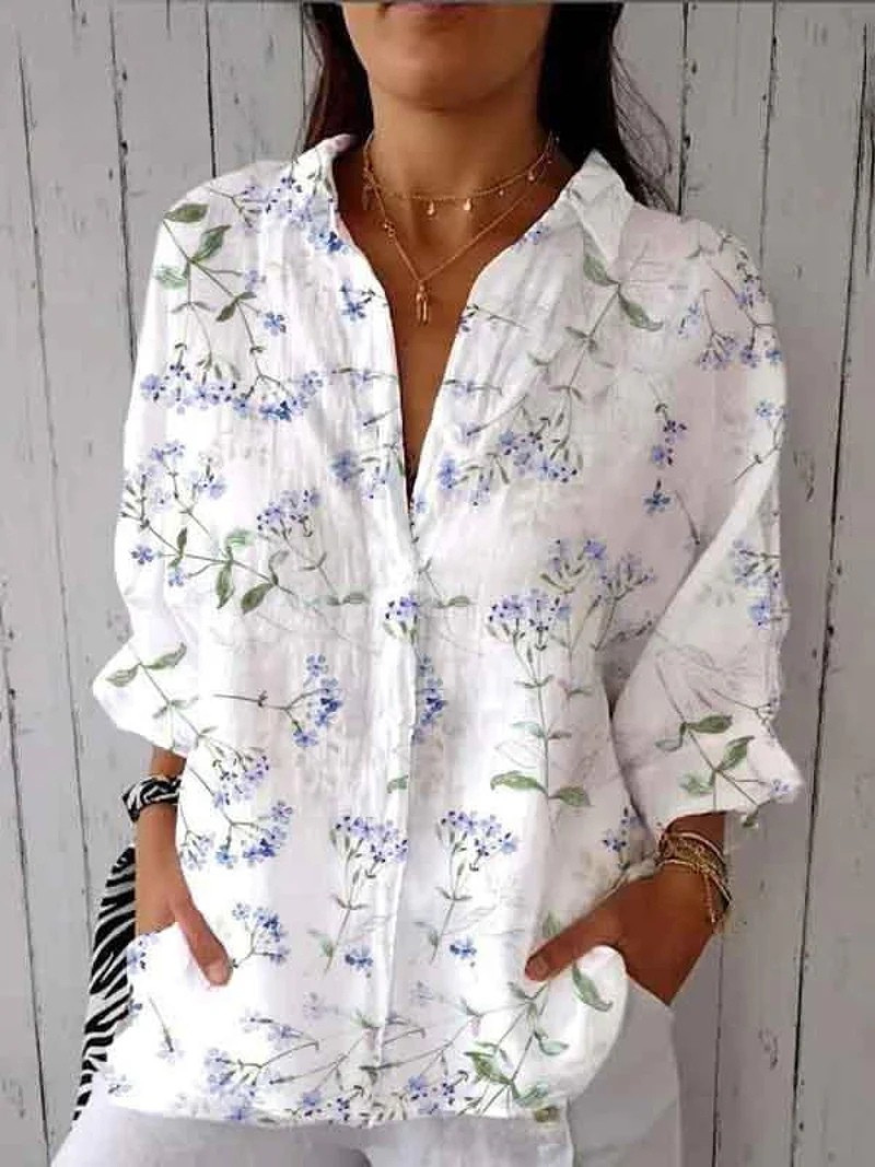 Blouse Rose avec Fleurs Élégantes