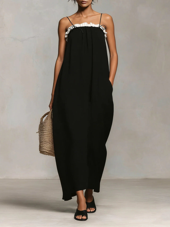 Caelia™ | Robe longue contrastée à bretelles fines