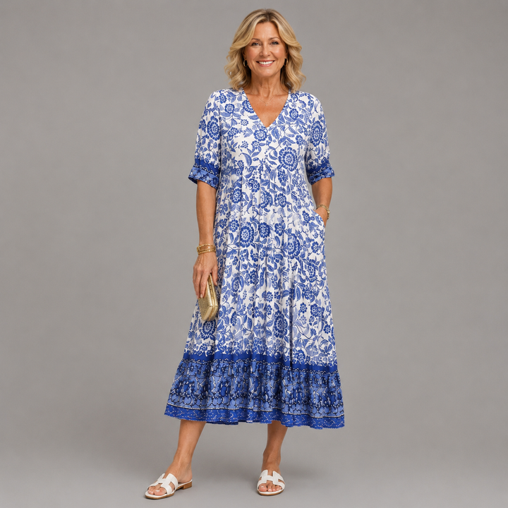 Keisha | Robe Florale V-Neck Élégante