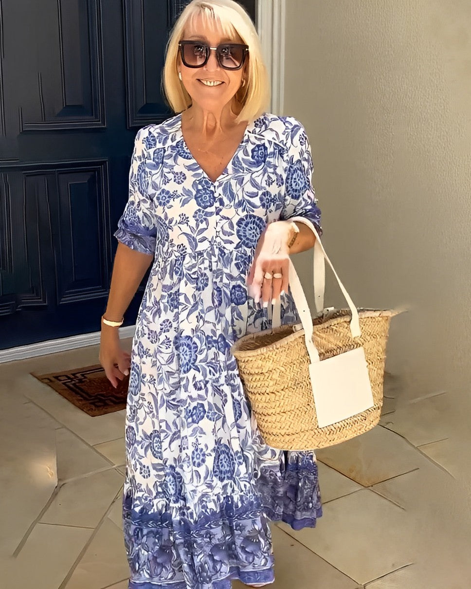 Keisha | Robe Florale V-Neck Élégante