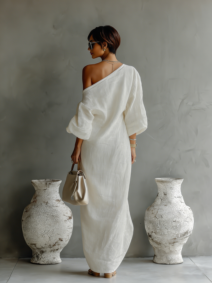 Robe en Écru Sans Épaules