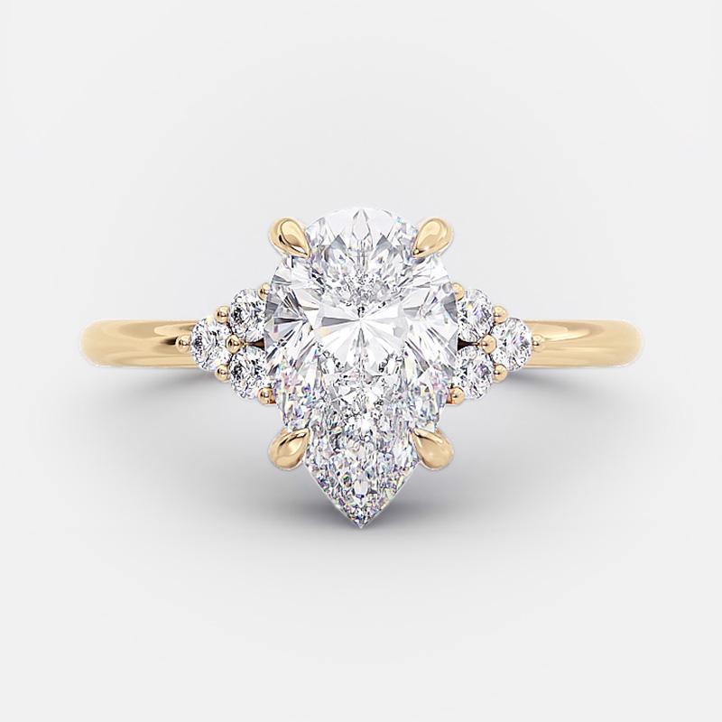 Elara™ | Bague de fiançailles poire 3 pierres