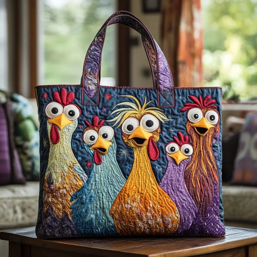 Sac Artisanal avec Cinq Poules Colorées
