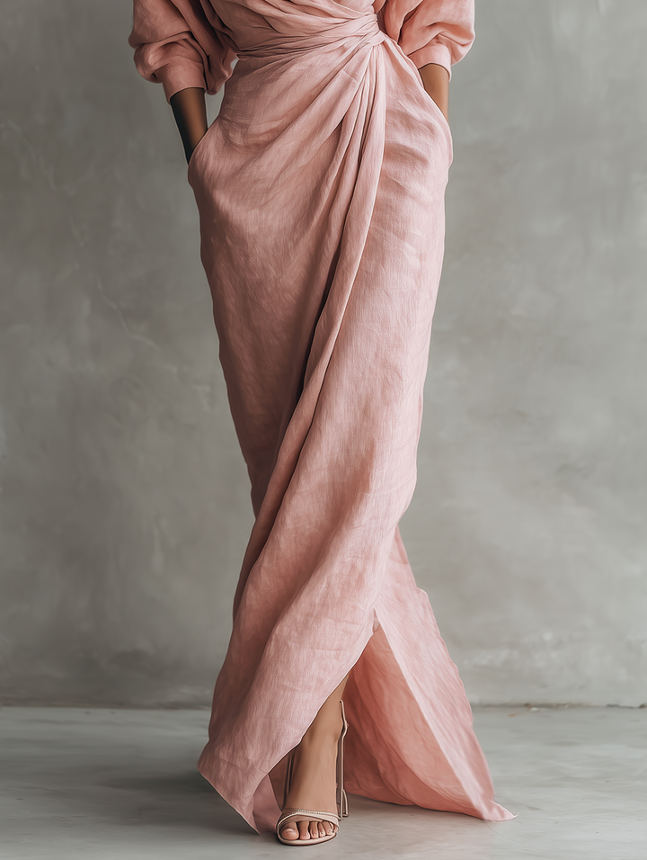 Robe Maxi en Rose Col V