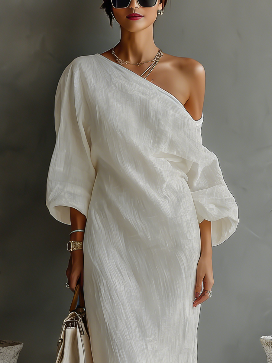 Robe en Écru Sans Épaules