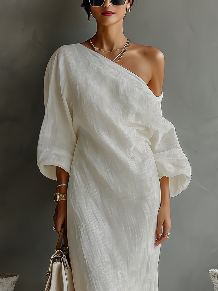 Robe en Écru Sans Épaules