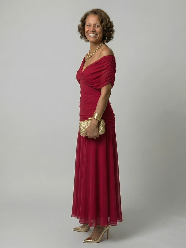 Calen | Robes Midi Fluides Off-Shoulder