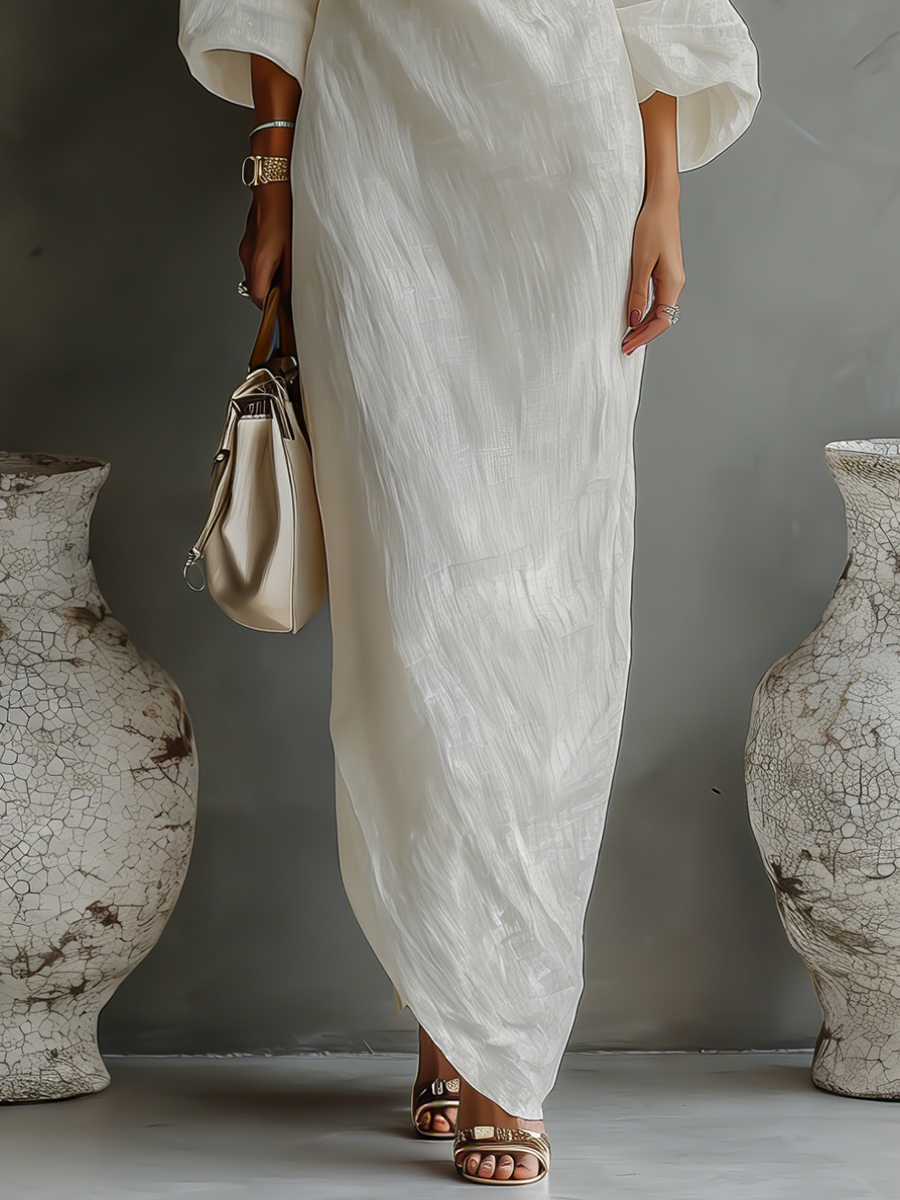 Robe en Écru Sans Épaules