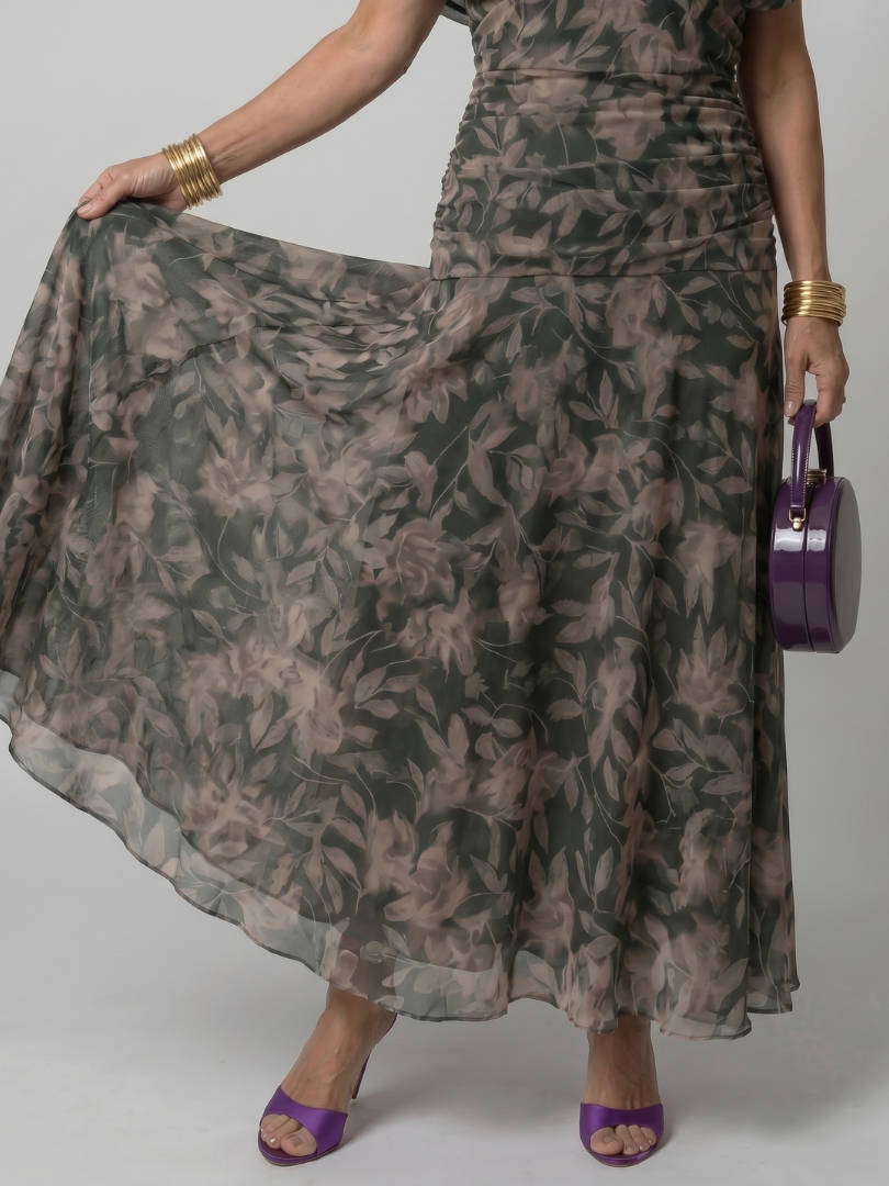 Calen | Robe Midi Fluide avec Décolleté Bardot