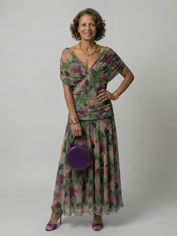 Calen | Robes Midi Fluides Off-Shoulder