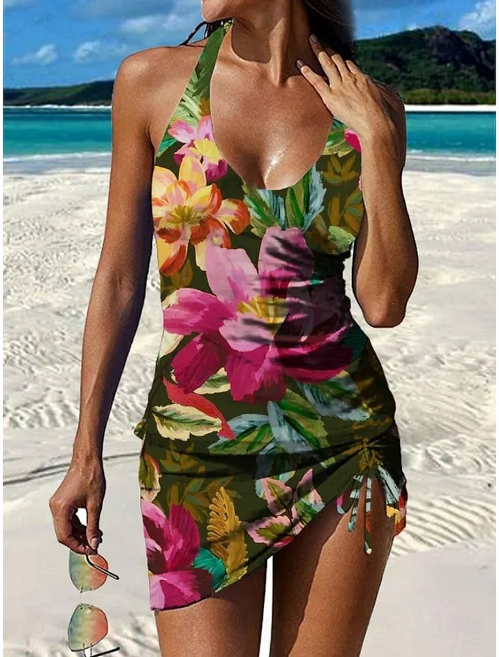 Fiesta – Tankini à fleurs graphiques avec short, effet ventre plat