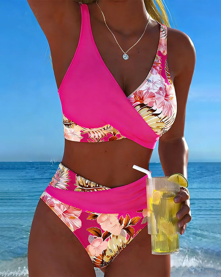 Jolina™ | Bikini deux pièces avec imprimé floral et contraste