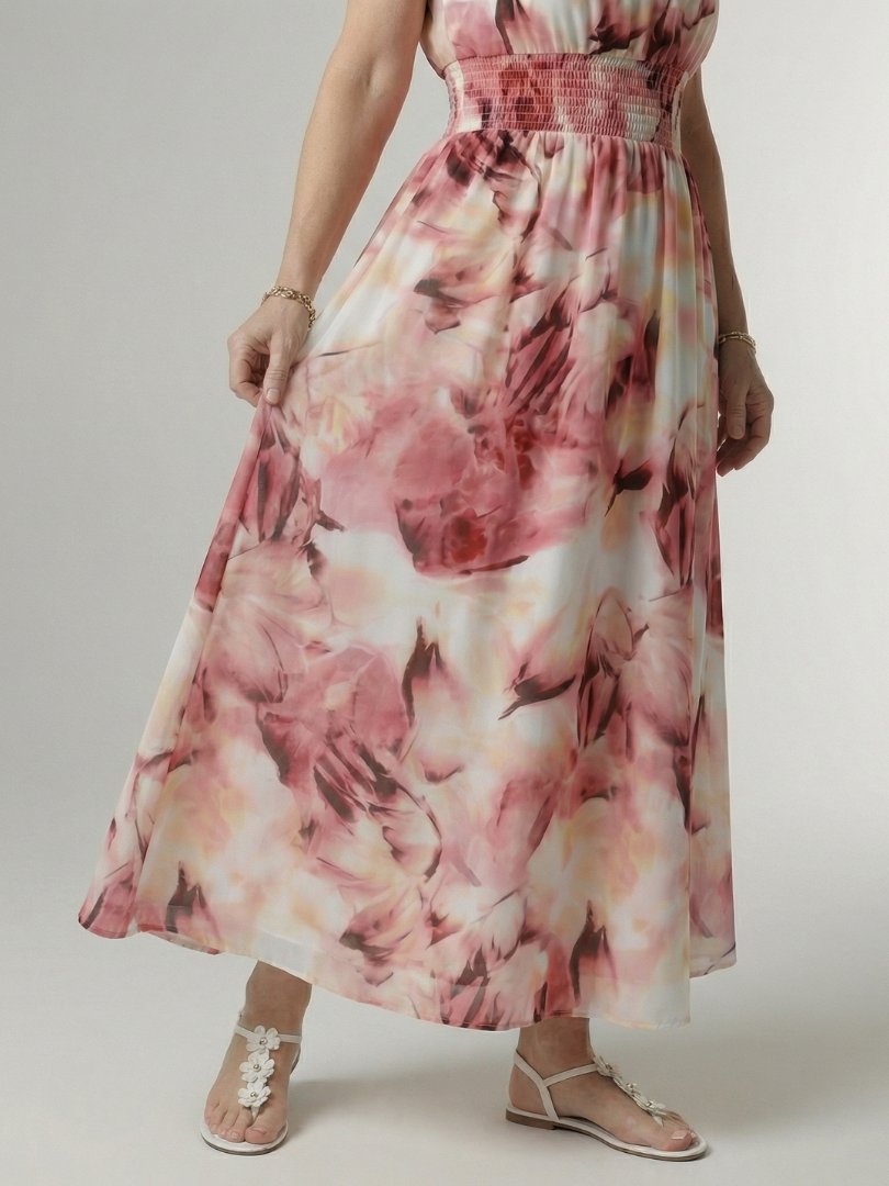 Sylin | Robe Midi Halter avec Taille Froncée