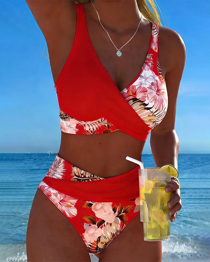 Jolina™ | Bikini deux pièces avec imprimé floral et contraste