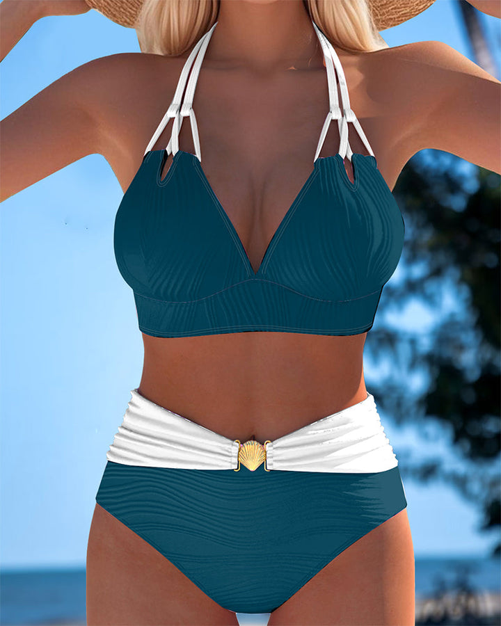 Lily™ | Maillot de bain taille haute avec bretelles doubles et couleur contrastante