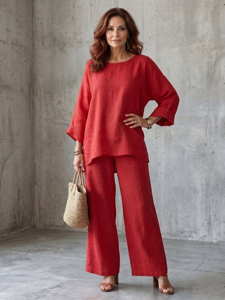 Prue | Ensemble de tunique surdimensionnée et pantalon à jambes larges