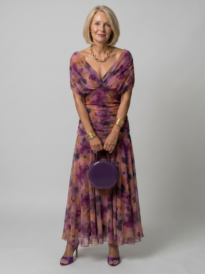 Calen | Robe Midi Décontractée à Épaules Dénudées