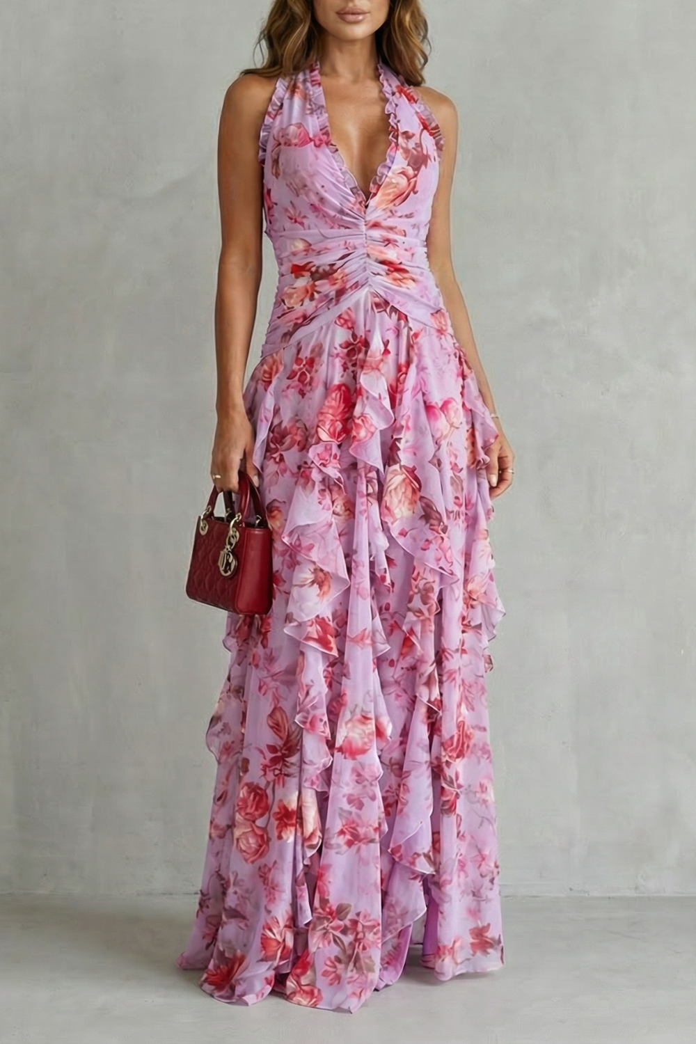 Bella | Robe longue à décolleté américain