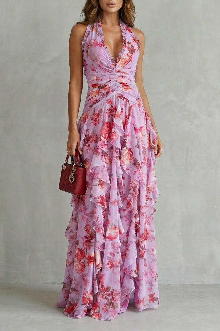 Bella | Robe longue à décolleté américain