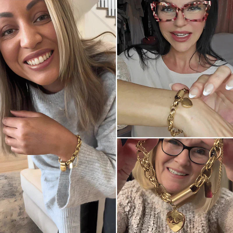 Yasminea™ | Bracelet chunky en or blanc