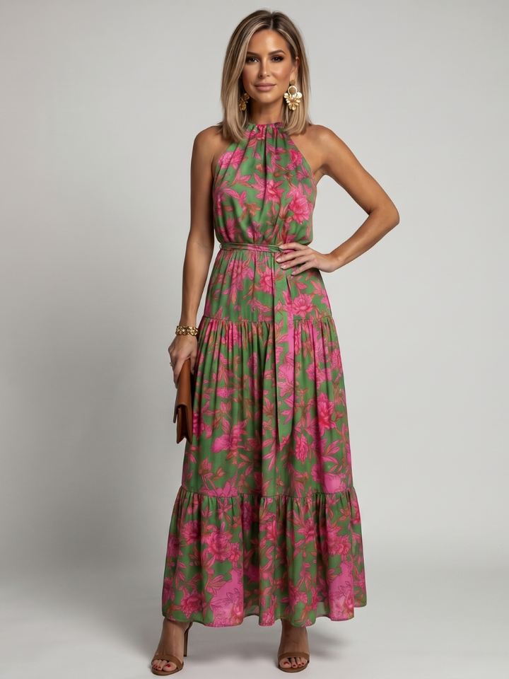 Rowen | Robe Midi à Col Halter Drapée