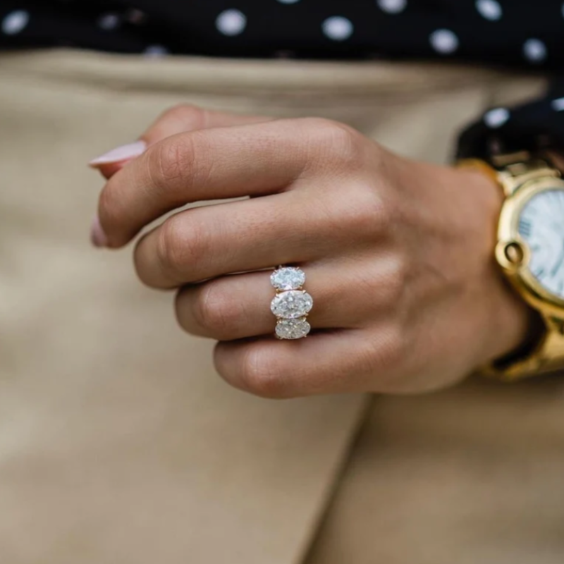 Laure™ | Bague 3 pierres ovale