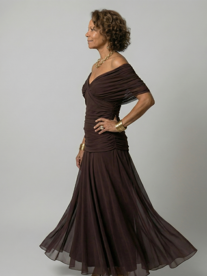 Calen | Robes Midi Fluides Off-Shoulder
