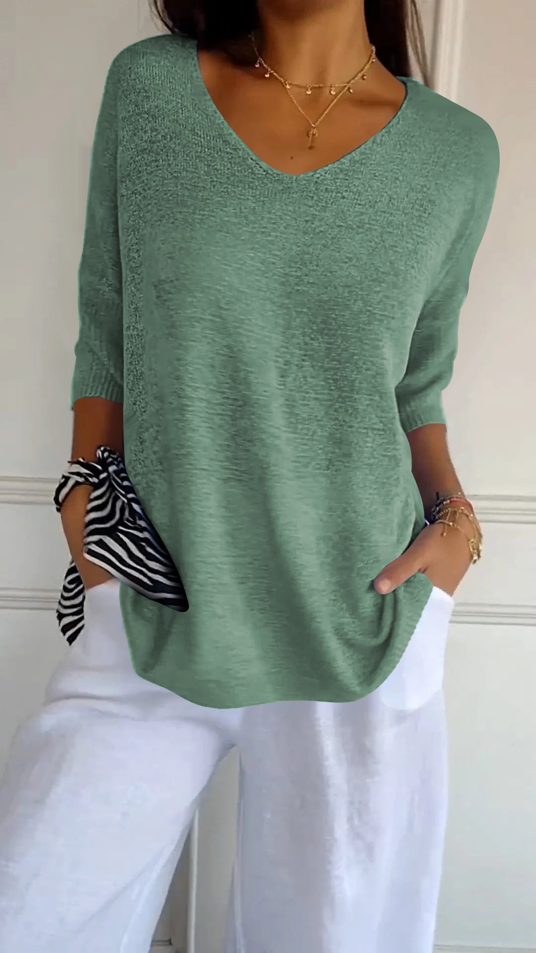 Anna - Top en tricot avec décolleté en V