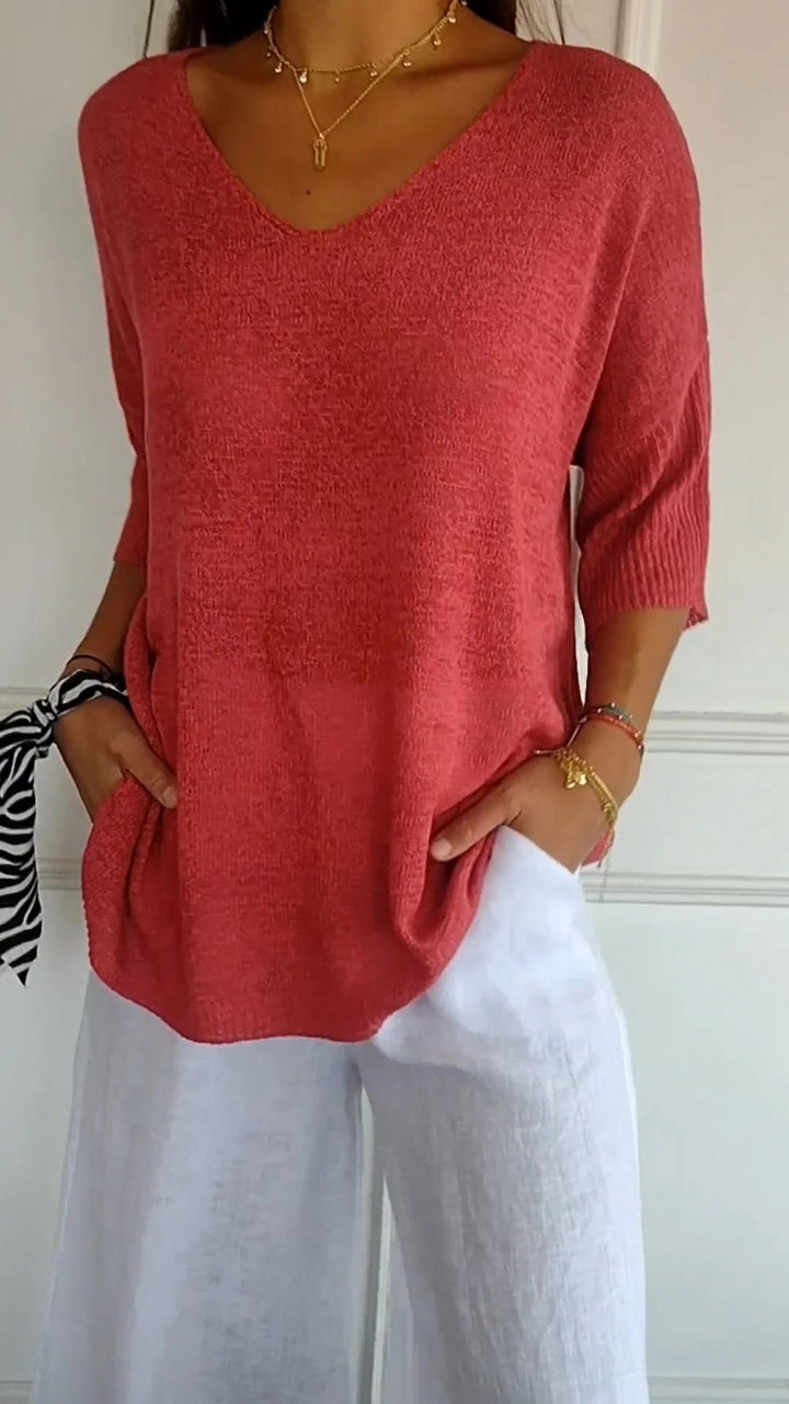 Anna - Top en tricot avec décolleté en V