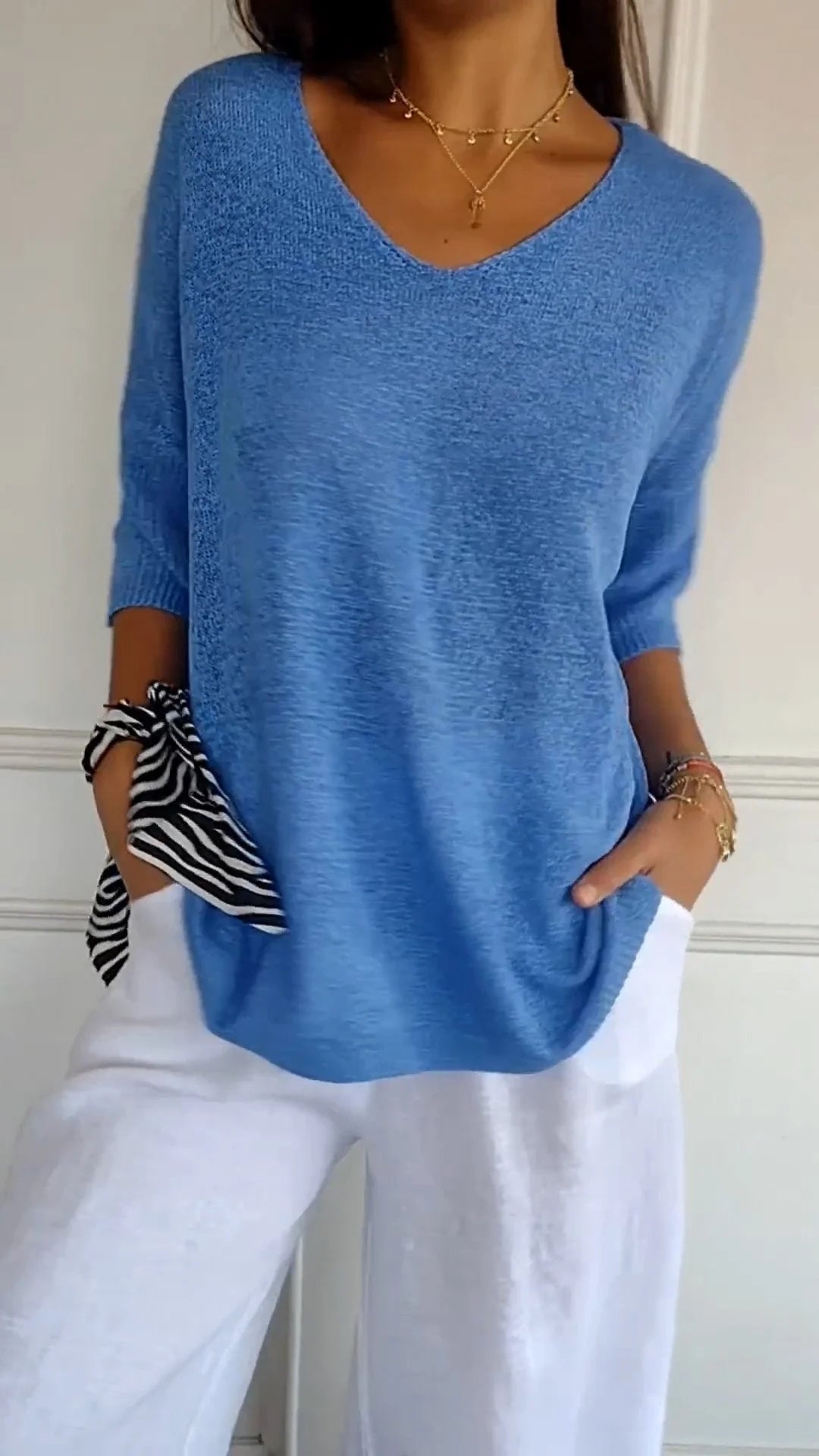 Anna - Top en tricot avec décolleté en V