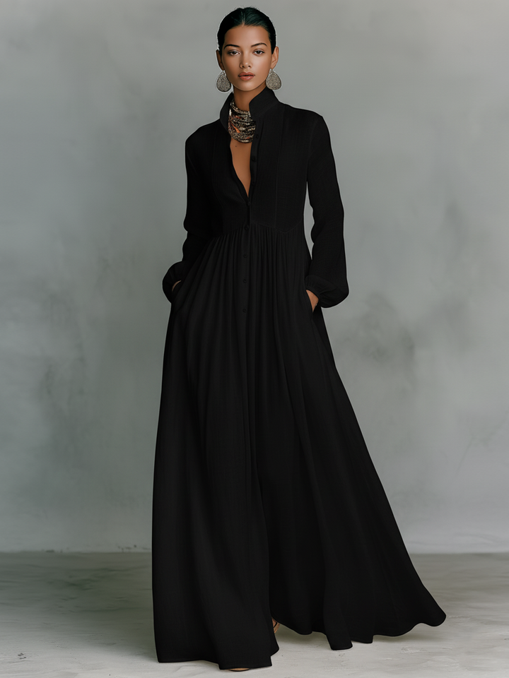 Robe Maxi en Patchwork Col Montant