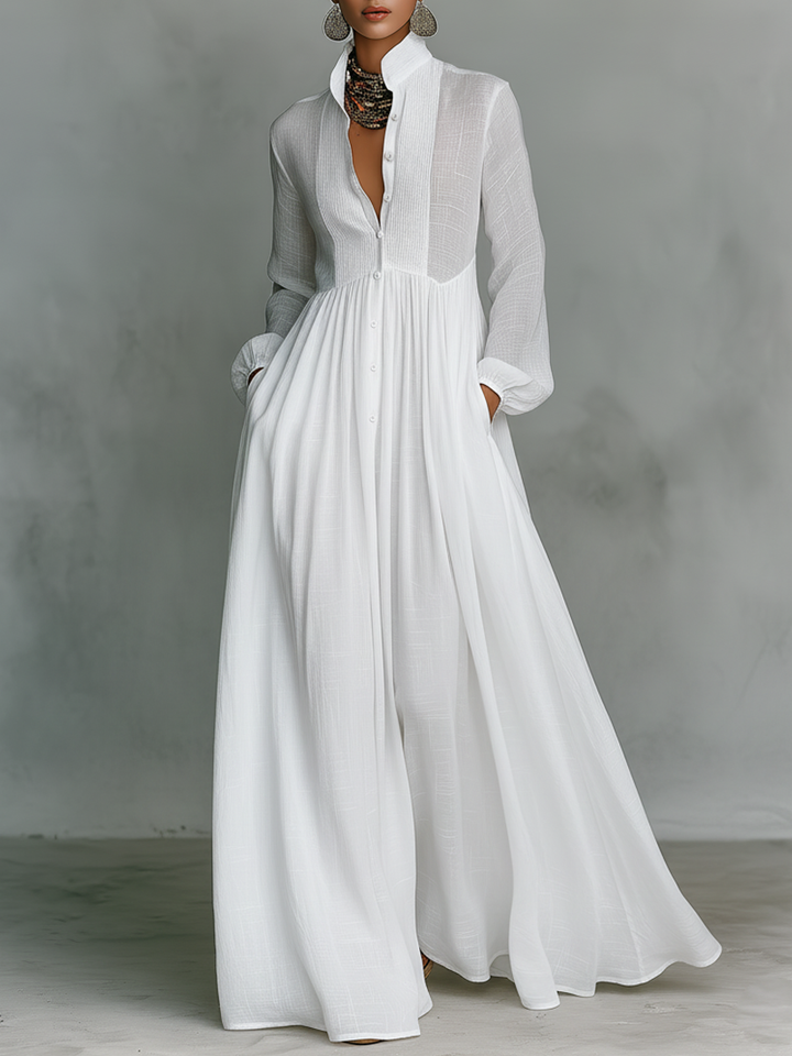 Robe Maxi en Patchwork Col Montant