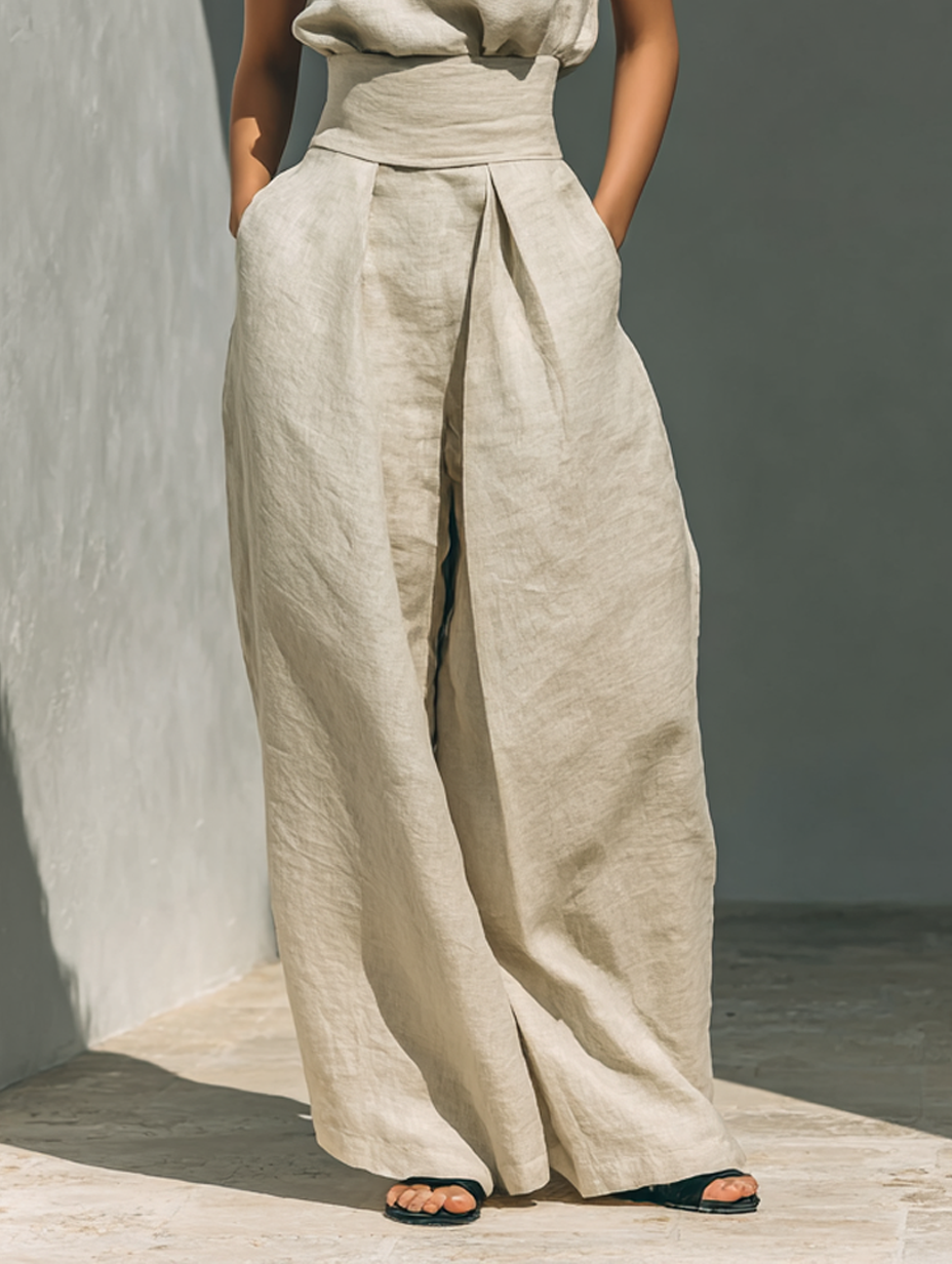 Marieta | Ensemble minimaliste de blouse sans manches et pantalon large