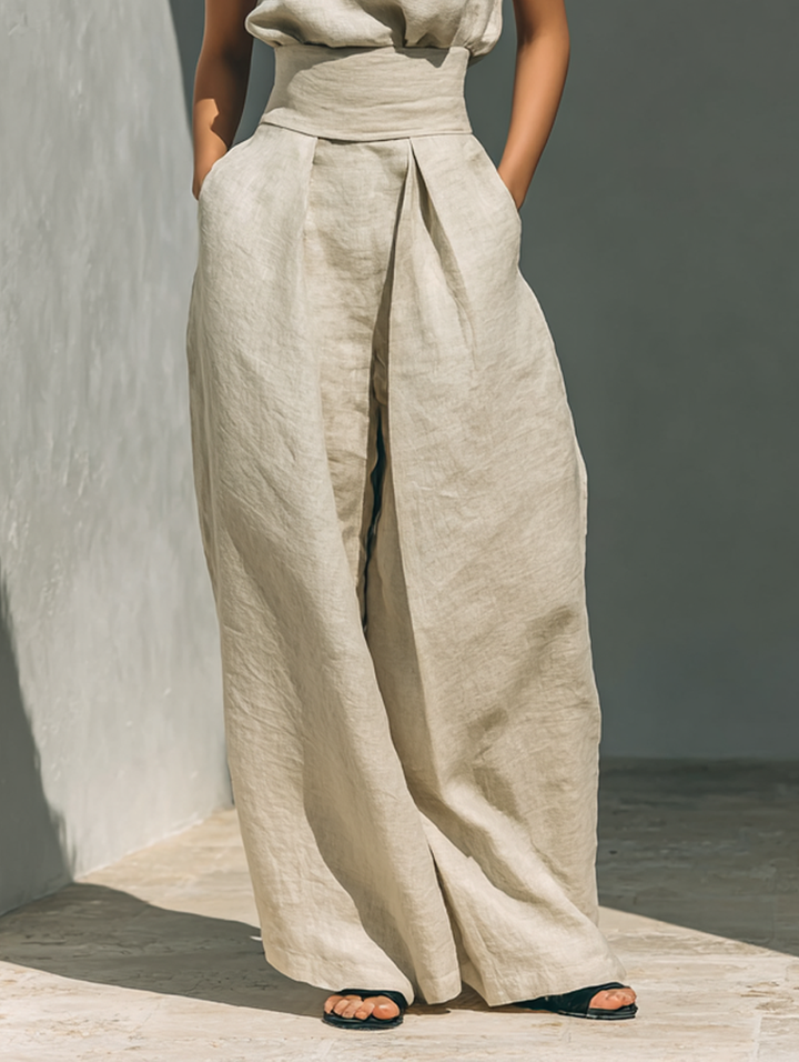 Marieta | Ensemble minimaliste de blouse sans manches et pantalon large