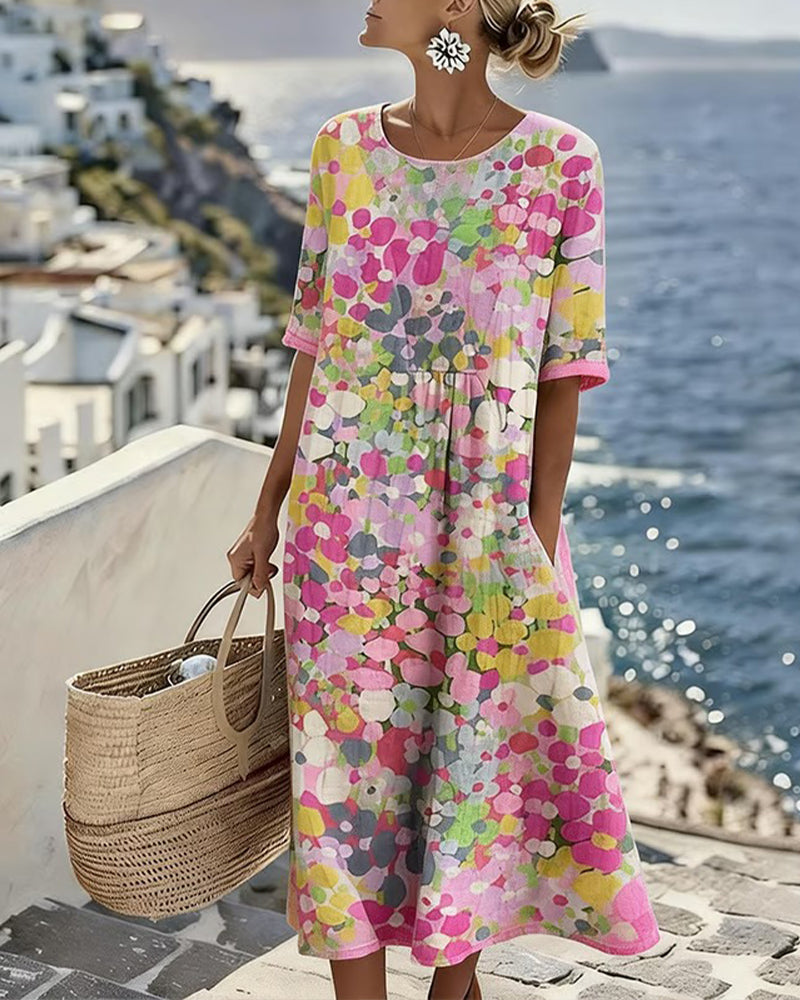 Elena | Robe midi florale fluide