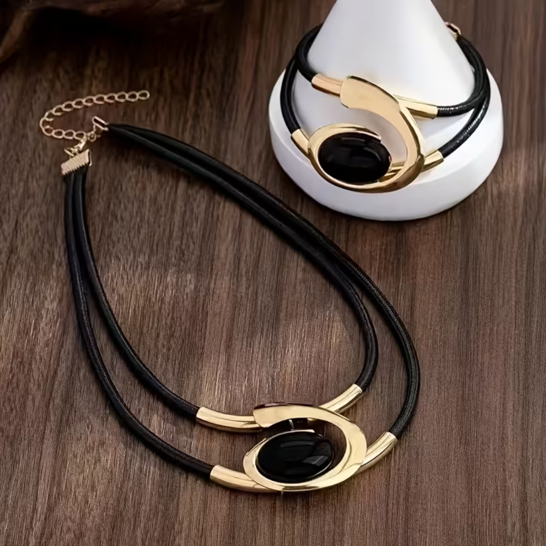 Solène™ | Set ovale noir et or