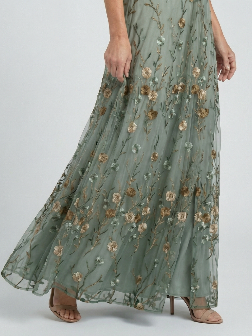 Selora | Robe Maxi Fluide à Fleurs avec Décolleté Halter