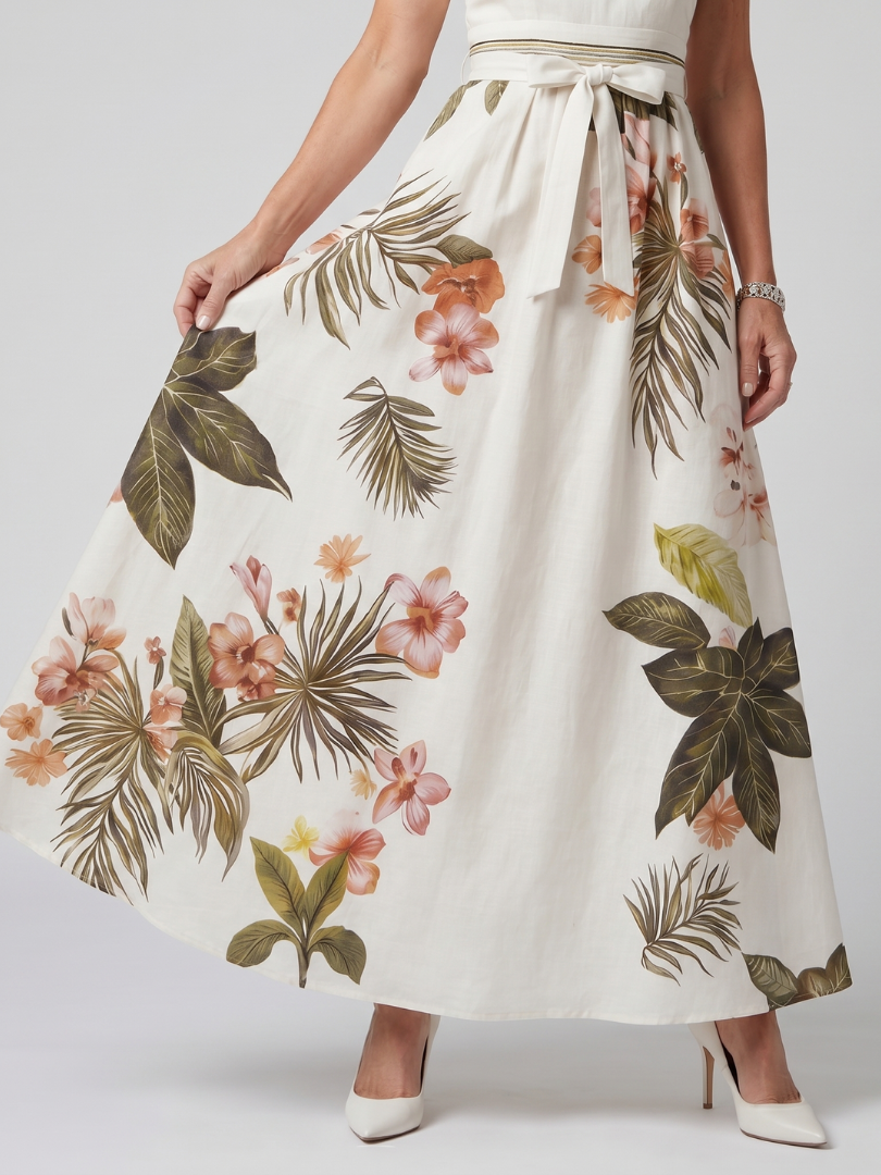 Meadow | Robe Maxi Botanique avec Décolleté Halter Drapé