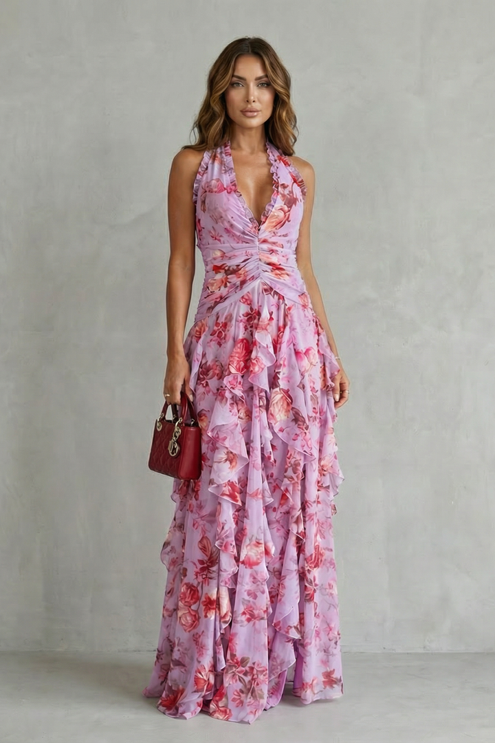 Bella | Robe longue à décolleté américain