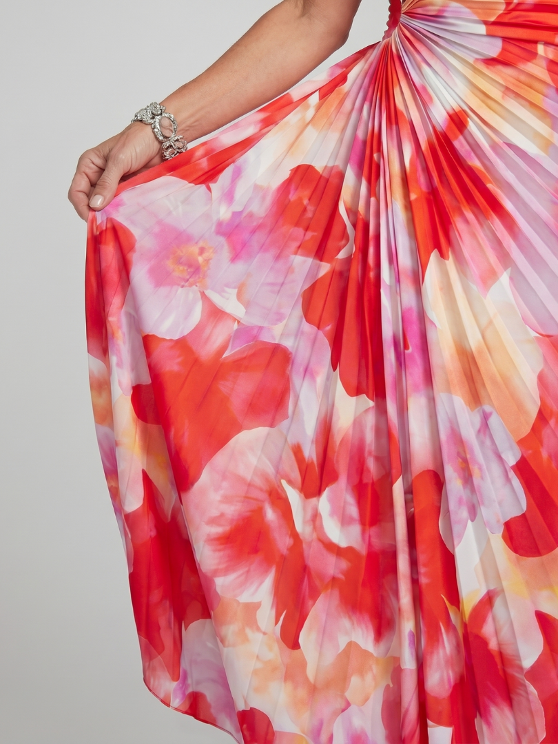 Taya | Robe Midi à Buste Plissé à Une Épaule