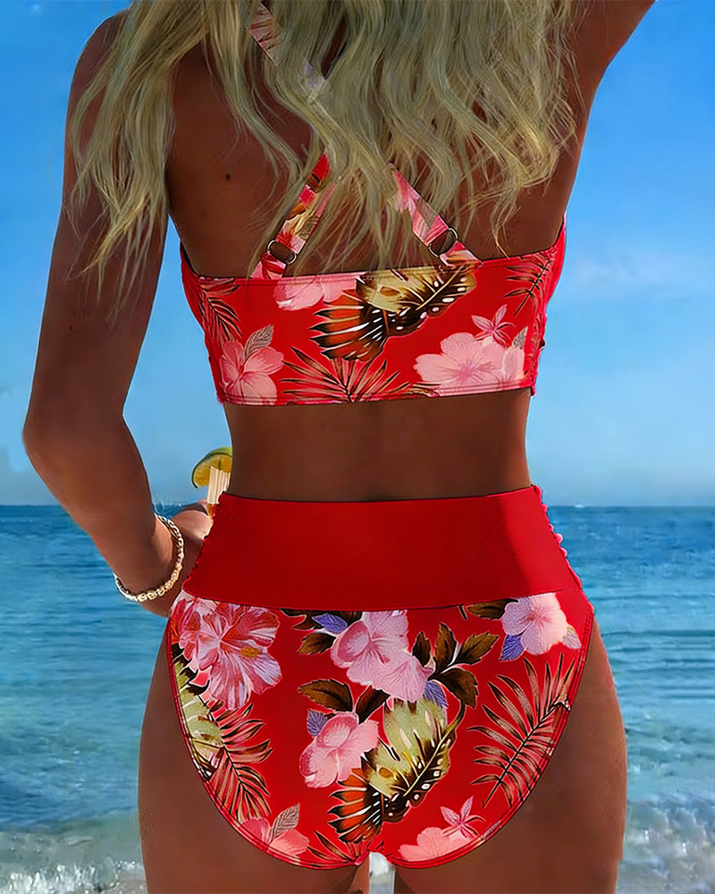 Jolina™ | Bikini deux pièces avec imprimé floral et contraste