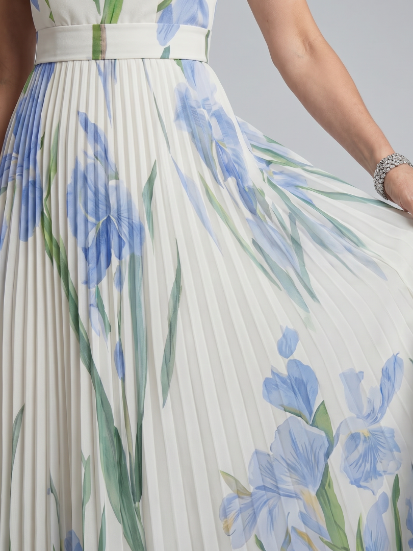 Ophelia | Robe Midi Fleurie avec Décolleté Carré