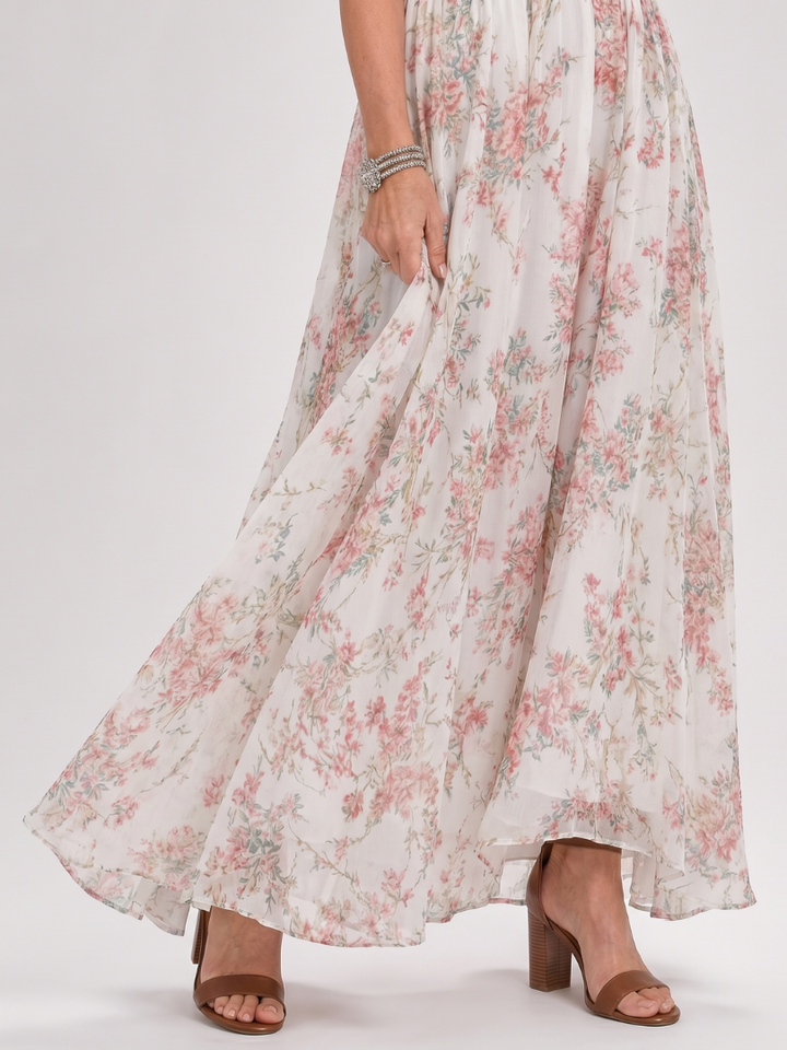 Guinevere | Robe Midi Florale avec Jupe Fluide
