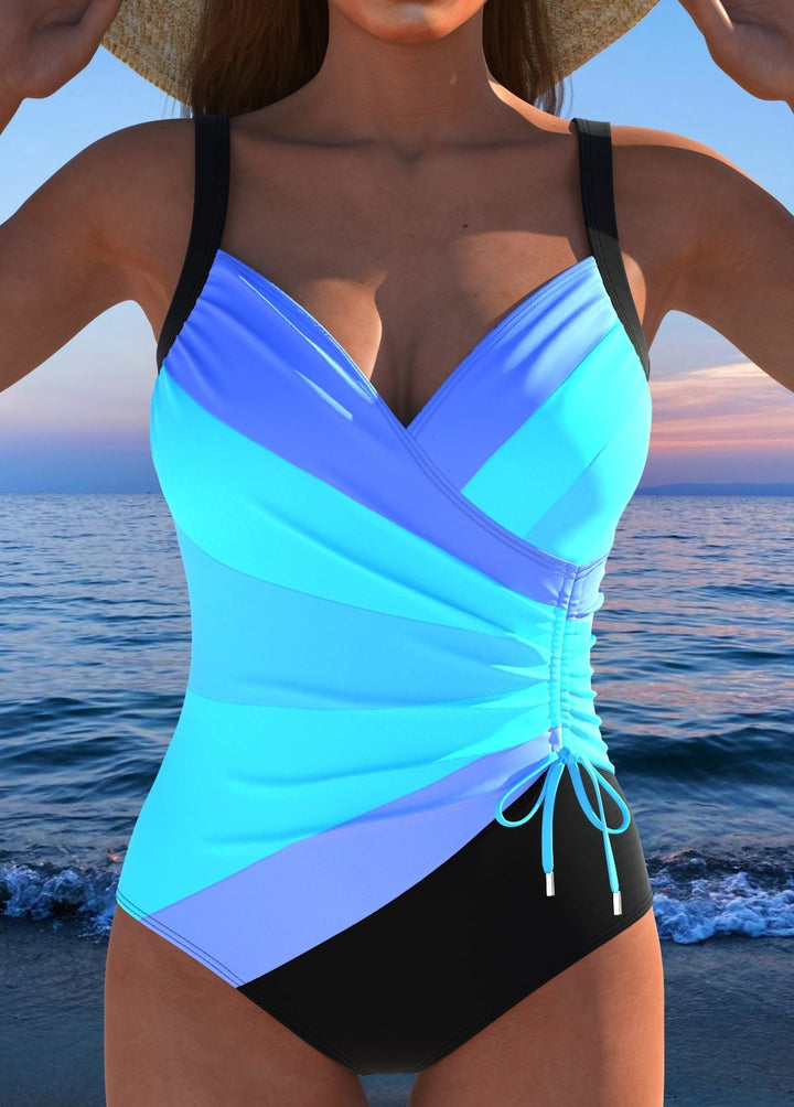 Mercedes™ | Maillot de bain de luxe avec décolleté croisé et motif multicolore
