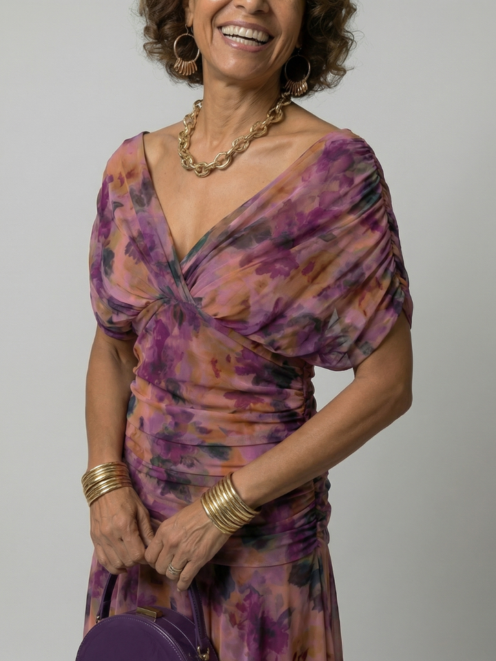 Calen | Robes Midi Fluides Off-Shoulder