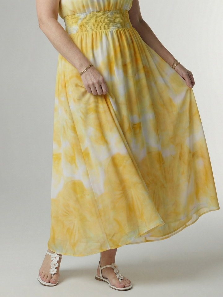 Sylin | Robe Midi Halter avec Taille Froncée