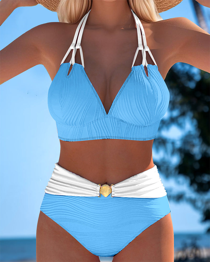 Lily™ | Maillot de bain taille haute avec bretelles doubles et couleur contrastante