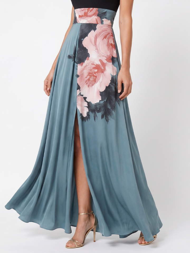 Olympas | Robe Maxi à Corsage Halter à Motif Floral